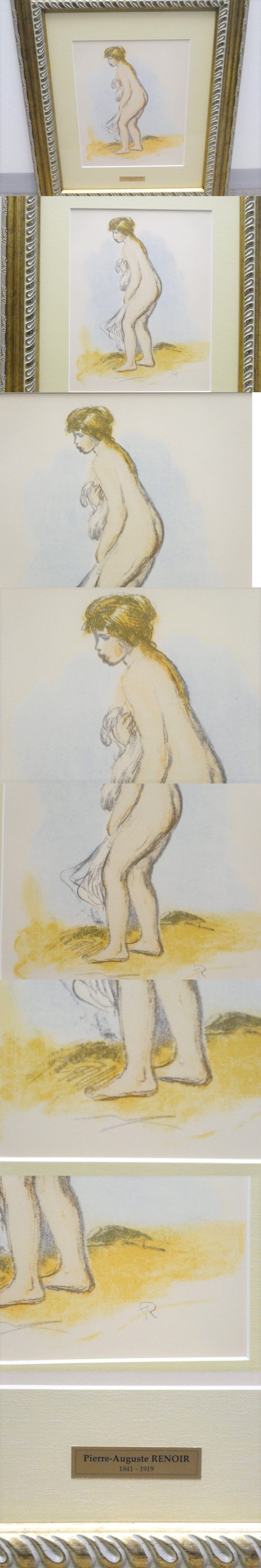 【定番お買い得】D00588★ピエール＝オーギュスト・ルノワール（Pierre-Auguste Renoir）『水浴する裸婦』/ 版上イニシャルサイン 1951 絵画 石版画、リトグラフ